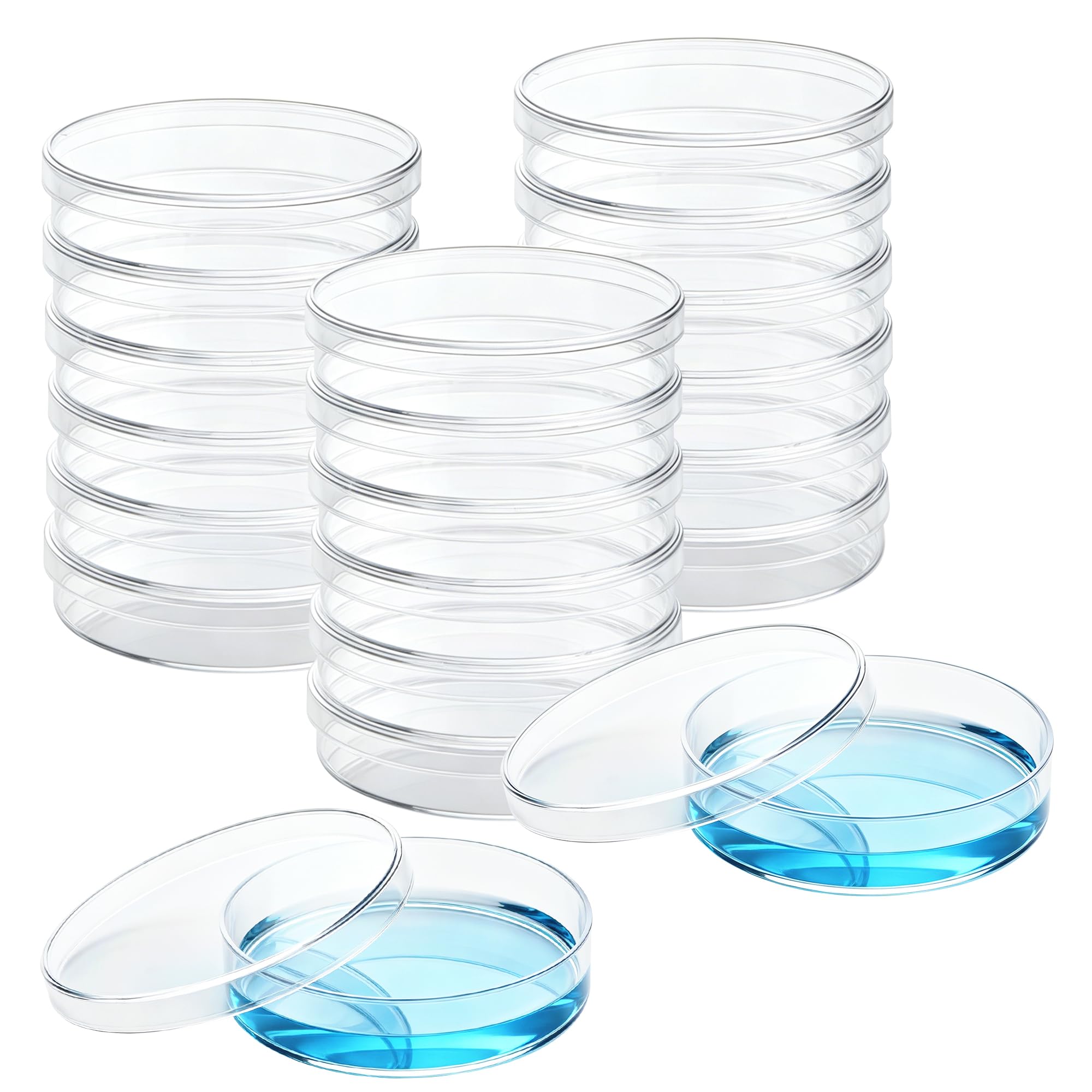 Placas de Petri de Plástico Estéril 70 mm x 15 mm Transparente con Tapa para Laboratorio