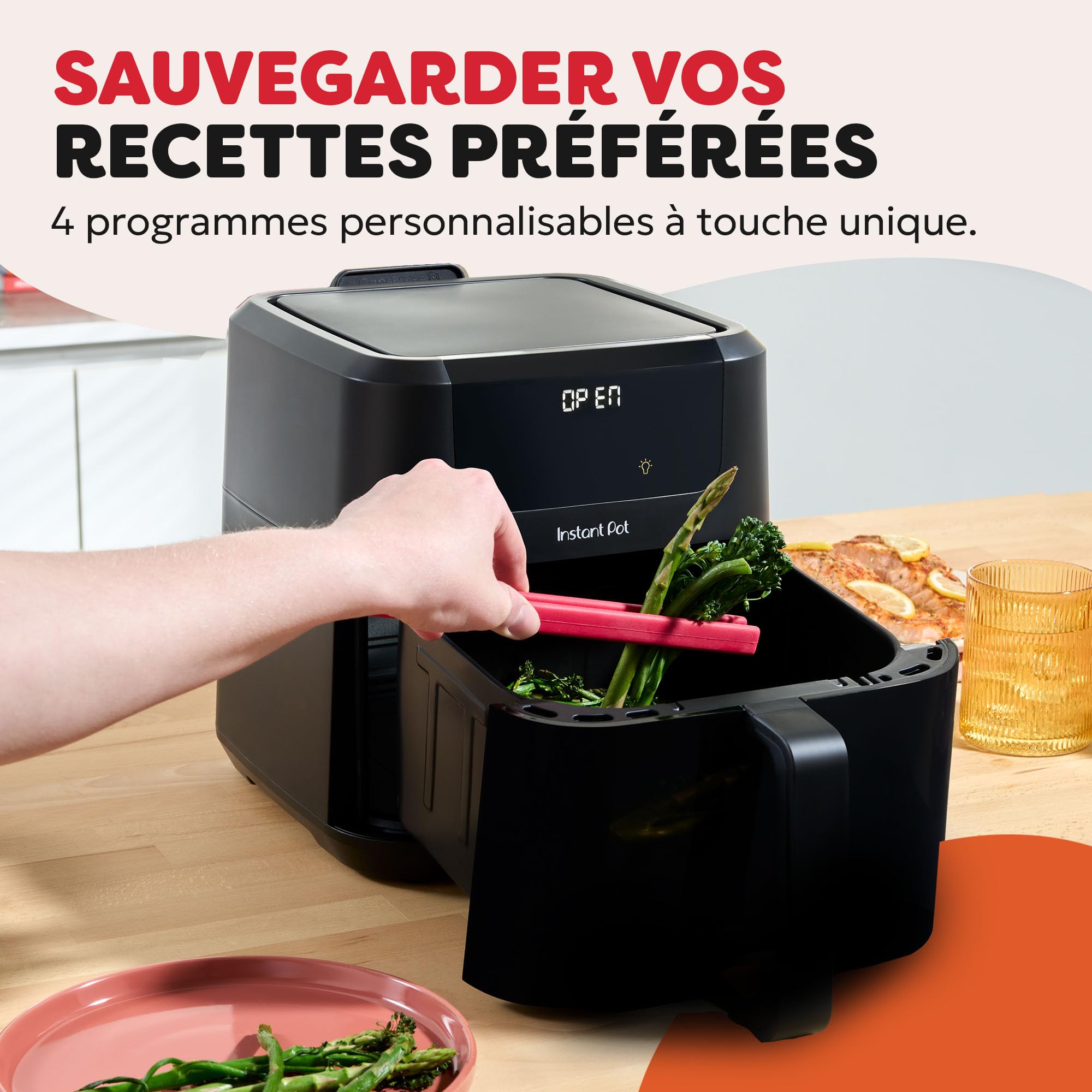 Instant Pot Vortex Compact Noir - Friteuse à air chaud 5 l, format familial, 4 en 1 - Air Fryer, séchage, cuisson, réchauffage, revêtement antiadhésif, facile à nettoyer, lavable au lave-vaisselle