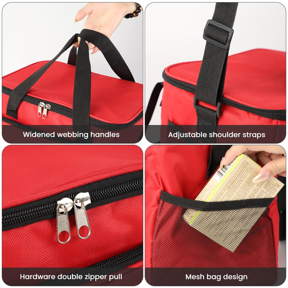 Reiseapotheke Tasche 14L,Medikamententasche XXL,Erste Hilfe Tasche Leer,mit Griff/Crossbody Schultergurt, Wasserdichtem, für Zuhause, Schule, Auto, Reisen, Camping, Wandern (Rot)
