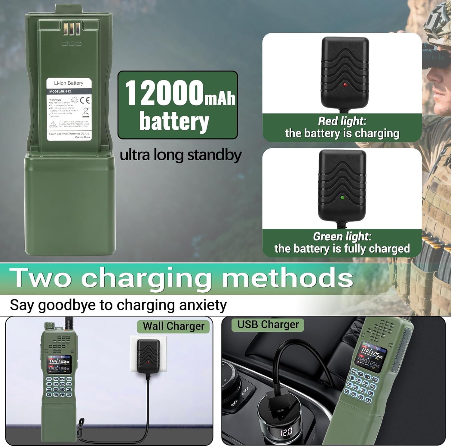 BAOFENG AR-152 PRO battery and charging methods