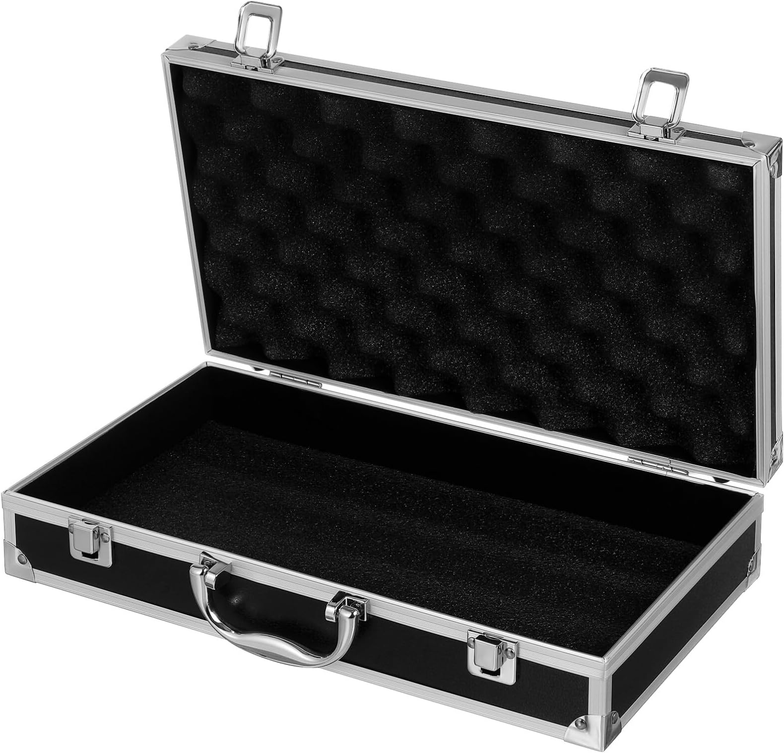 DOITOOL Aluminum Tool Case Tool Chest, Portable Tool Box with Padded Foam, Metal Briefcase Tool Box Lockable Storage Toolbox for Measurement Instruments (36 x 20 x 7.5cm, Black)