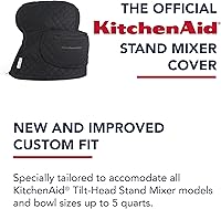 Vista 7 de KITCHENAID Funda Ajustada para Batidora de Pie con Cabezal Inclinable Sólida con Bolsillo de Almacenamiento, Acolchada 100% Algodón, Negro Mate