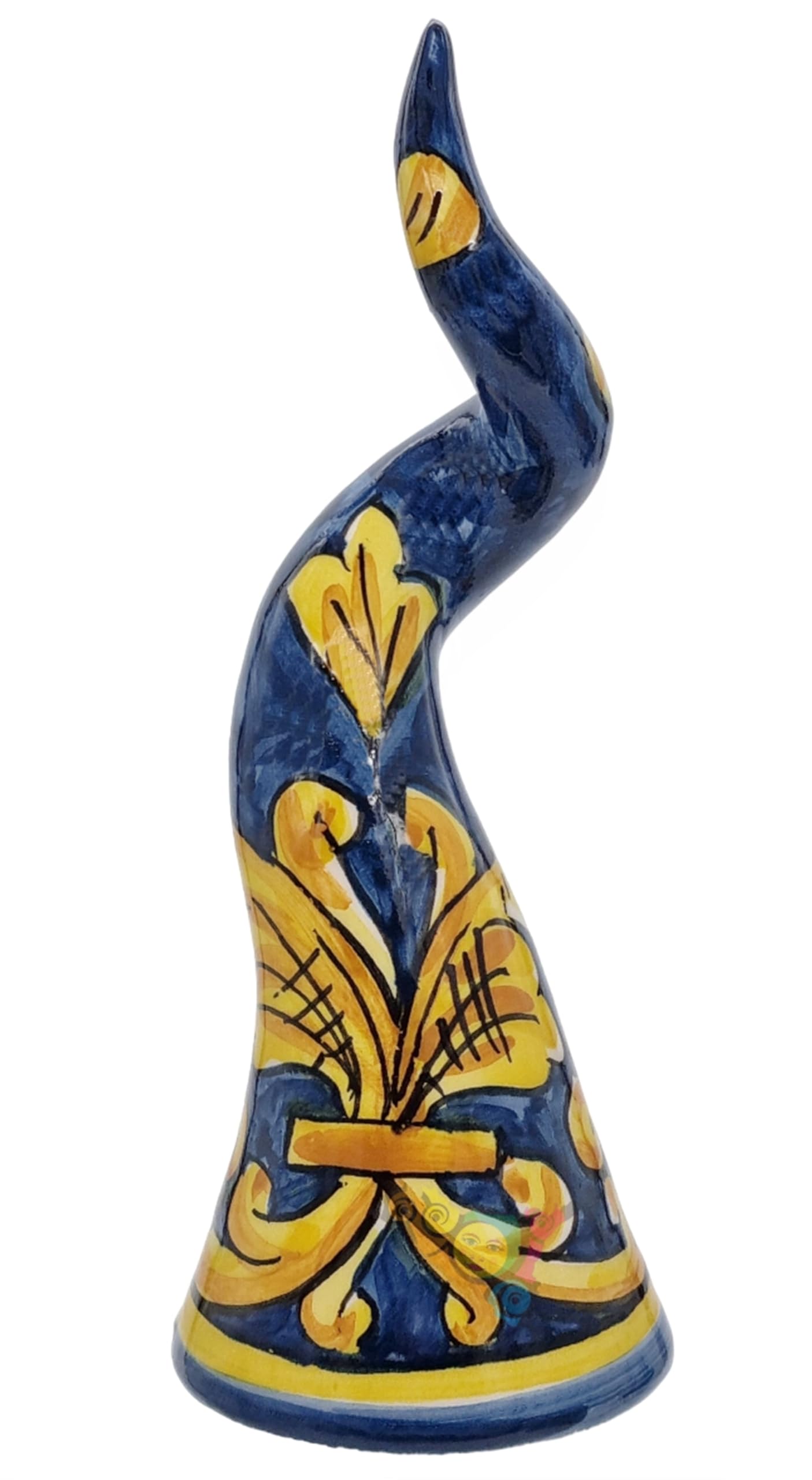 sicilia bedda - Róg Birthstone Ceramiczny Caltagirone Malowane i Ręcznie Urządzone - Produkt 100% Rzemiosło (Wysokość 15x6, Niebieski Majolik)