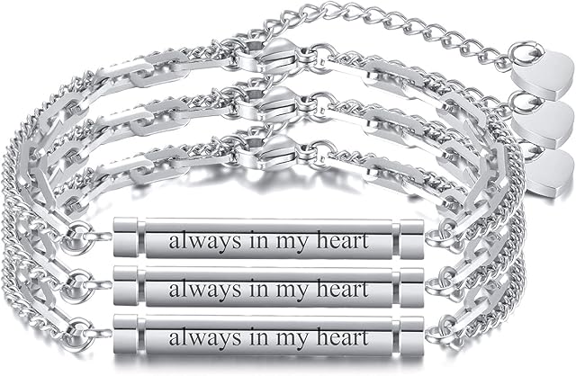 FLHEART Cremation Urns Bracelet for Ashes - Personalized Customized Stainless Steel ID Bar Braided Bracelet for Ashes Holder Keepsake Locket for Women Men Memorial Bracelet for Ashes