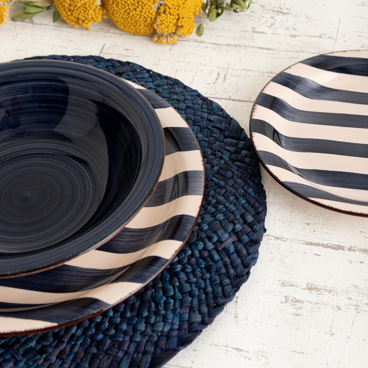Servizio Da Tavola 18 Pezzi Quid Brezza Cielo | Ceramica Blu Per 6 Persone | Piatti Piani, Fondi E Dessert