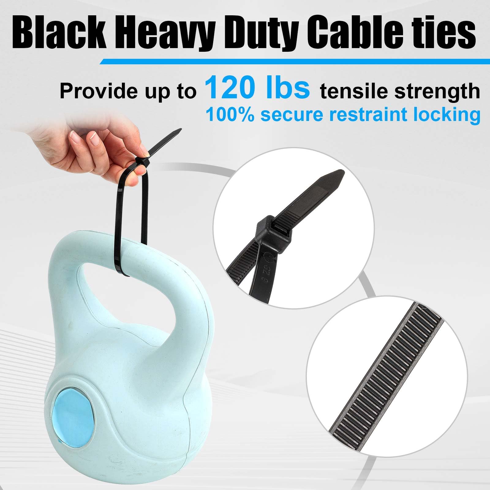 Reallnaive 1000 fascette stringicavo da 20 cm, resistenti, 54,4 kg, resistenti alla trazione, in filo di nylon nero, per interni ed esterni