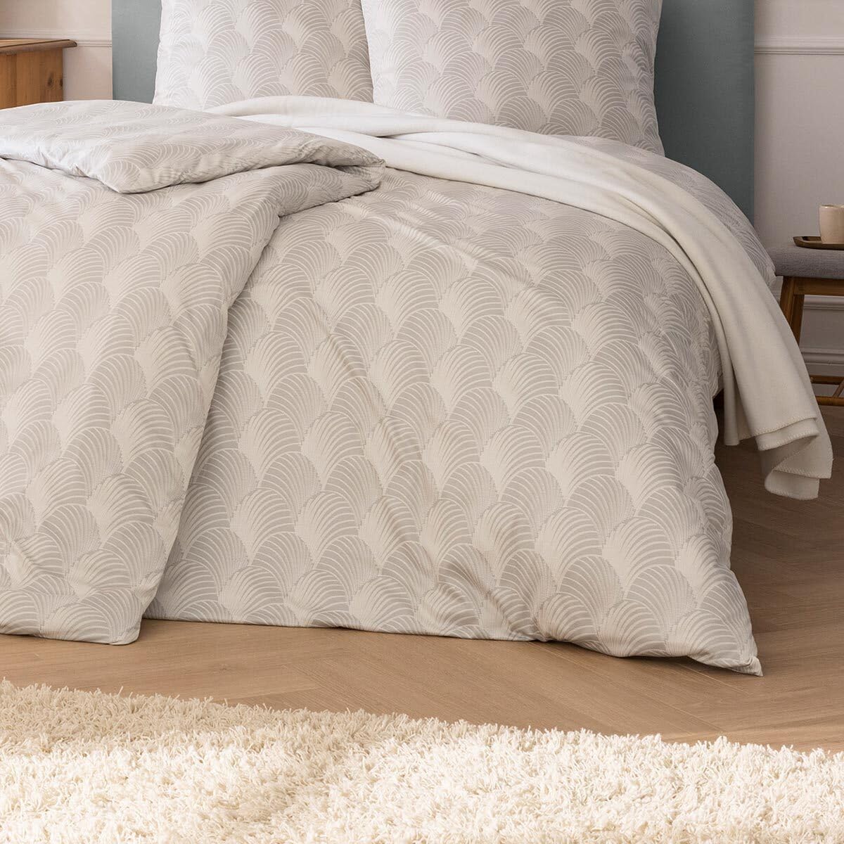 ESTELLA Biancheria da letto in jersey Mako Interlock Rebecca argento, 1 copripiumino 135 x 200 cm + 1 federa 80 x 80 cm