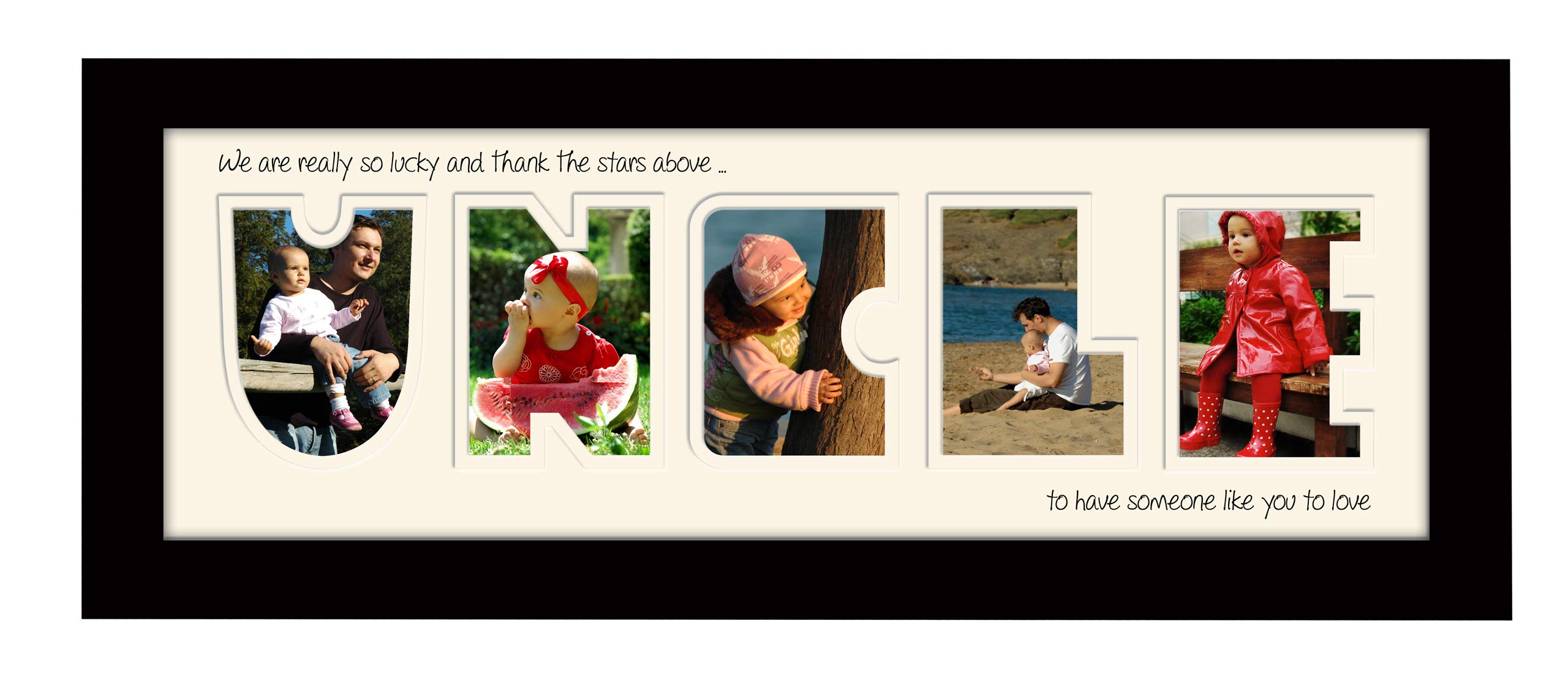 Photos In A Word Black Finish Frame Cream Mount We Thank The Stars Uncle Photo Frame Thank The Stars Letters Cut Out Using Quality Board 899A (Black Finish Frame Cream Mount We Thank The Stars)