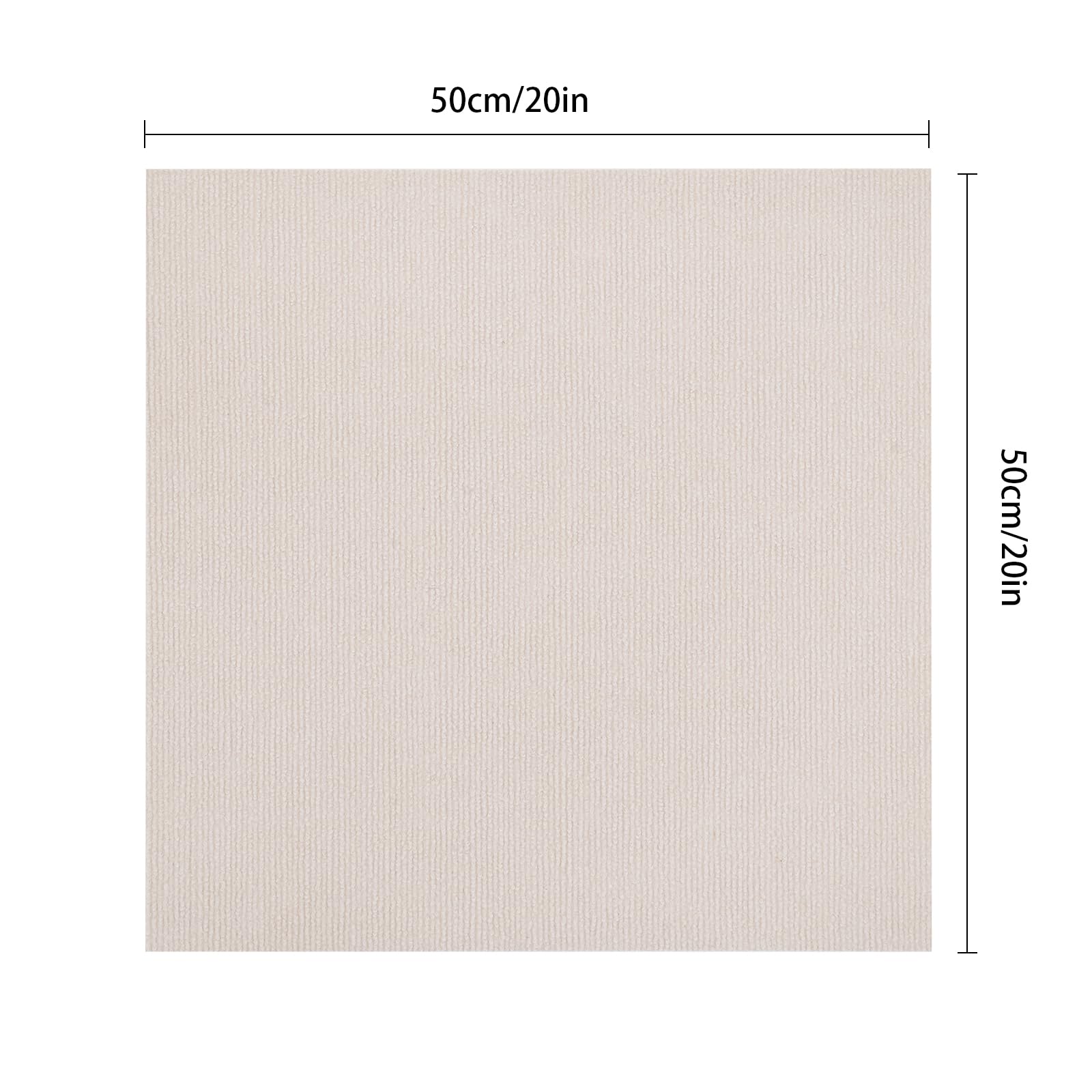20 Stück Teppichfliesen Selbstliegend, 50.8 * 50.8cm Quadratischer Teppich mit TPR-Material für Restaurants Familienzimmer Büros Hotels Dicke 3.5mm Beige