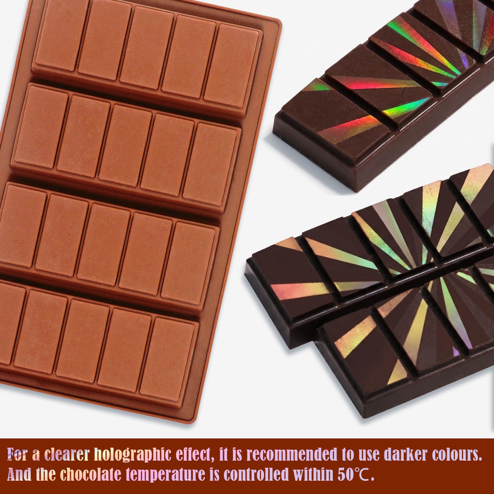 Webake Holograficzna forma silikonowa do czekolady, 2 sztuki, hologram, forma silikonowa