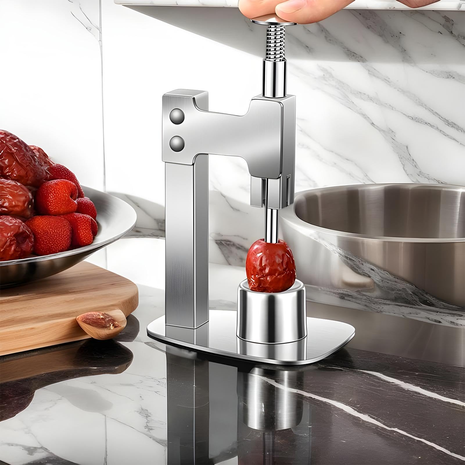 Strumento snocciolatore per ciliegie, in acciaio inox, strumento per snocciolare la frutta multiuso, pressa portatile per snocciolamento per datteri , giuggiola