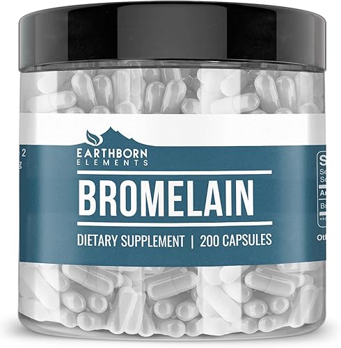 Earthborn Elements Bromelina 200 cápsulas, pura y sin diluir, sin aditivos