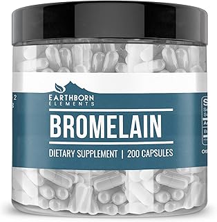 Earthborn Elements Bromelain 200 Capsules, Pure & Undiluted, No Additives