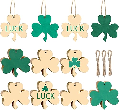 Adornos de madera de trébol del día de San Patricio, recortes de madera sin terminar, adornos colgantes con cuerdas para árbol, manualidades, disponible en Yaxa Venezuela