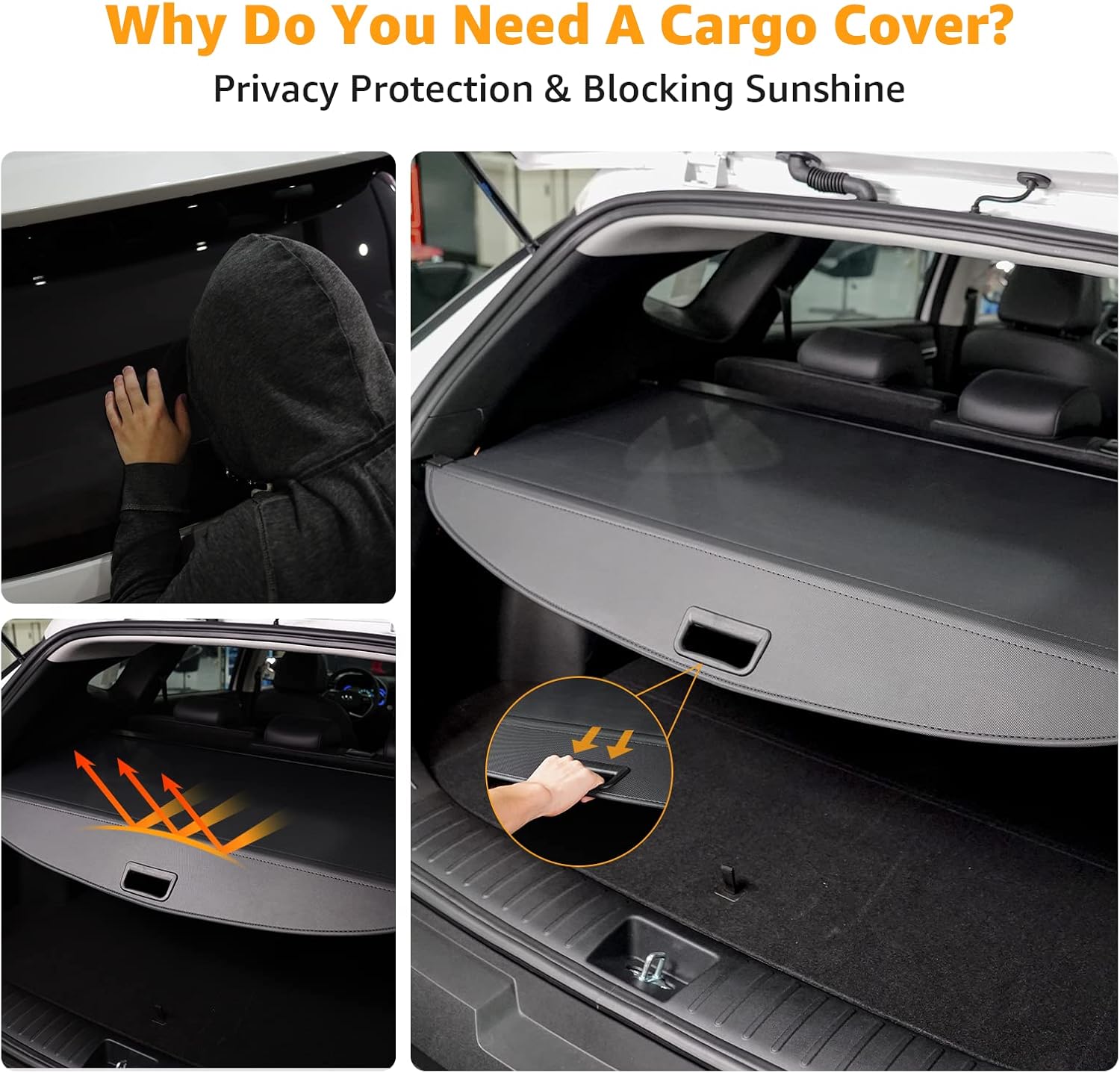 DiffCar® Cargo Cover for Hyundai Tucson 2026 2025 2024 2023 2022 (Gas & Hybrid), Security Shade Shield Retractable Black Trunk Cover Shade for Hyundai Tucson 2022-2026 Car Accessories image 2 of 6 B0B3XHRX49