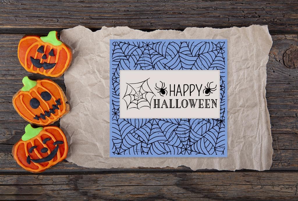 Halloween Spider Web Clear Stamps for Card Making, Spider Web Background Transparent Rubber Stamps for Bullet Journal DIY Scrapbook Decoration Handmade Crafts Notebook