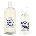 Compagnie de Provence Savon de Marseille Extra Pure Liquid Soap - Mediterranean Sea - 16.7 Fl Oz Glass Pump Bottle and 33.8 fl oz Plastic Bottle Refill