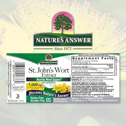 Miniatura 2 de Nature's Answer Extracto líquido sin alcohol de hierba de San Juan (Hypericum Perforatum)  Apoyo al estado de ánimo saludable  Sin OMG, Kosher y sin