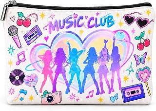 GRITOSE Kpop Inspired Makeup Bag Cute Group Music Theme Cosmetic Pouch Colorful Zipper Travel Toiletry Bag Makeup Organizer Pencil Case Music Lover Gifts for Women