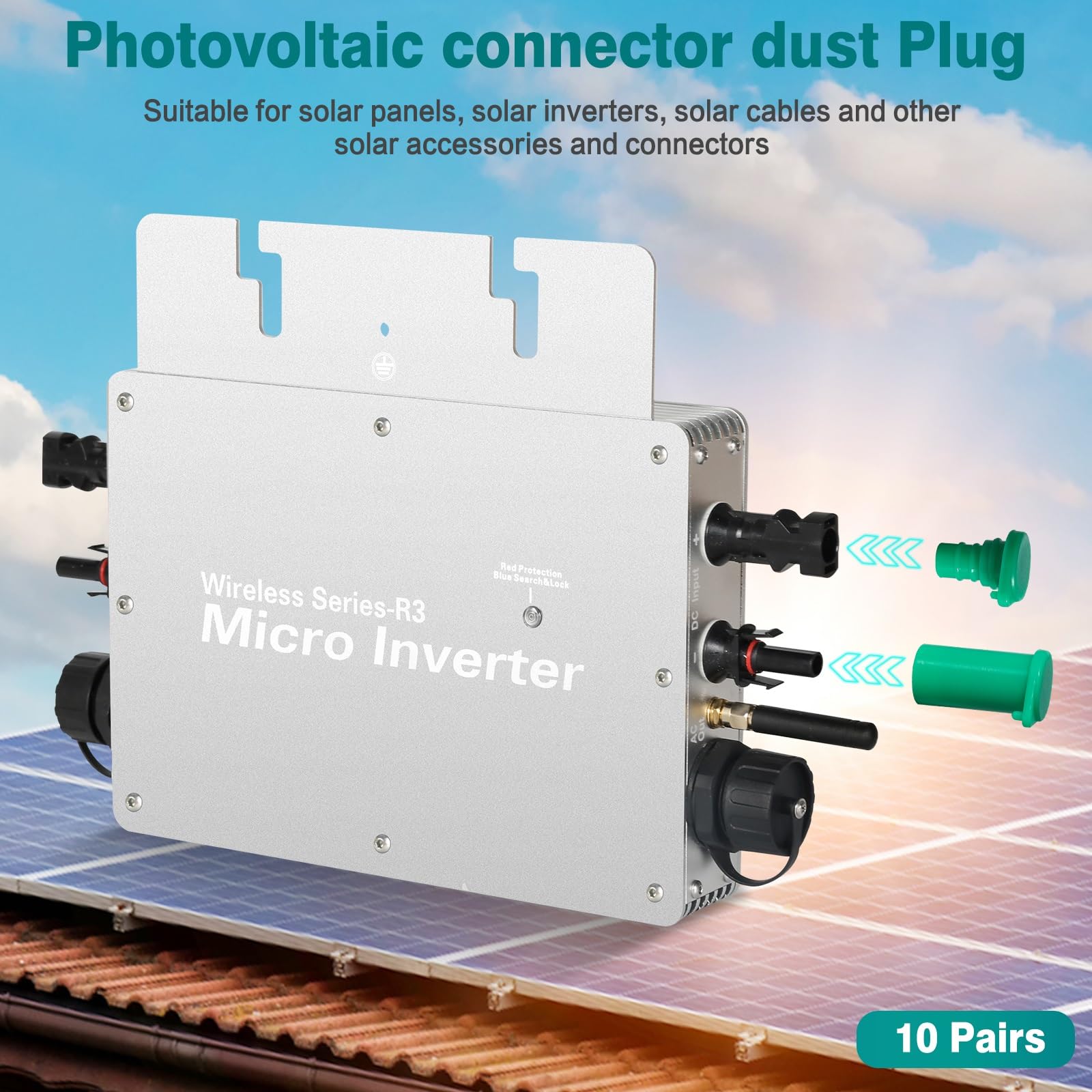 Jadeshay Cappucci per Connettori Solari,10 Paia Cappuccio Maschio e Femmina per Terminale del Cavo Pannello Solare e Inverter,Impermeabile e Resistenti alla Polvere Accessori per Pannello Solari