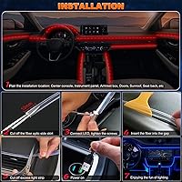 Vista 6 de Tira de luces LED para automóvil, Kits de iluminación ambiental interior USB con control remoto inalámbrico por app y RF, luces de decoración