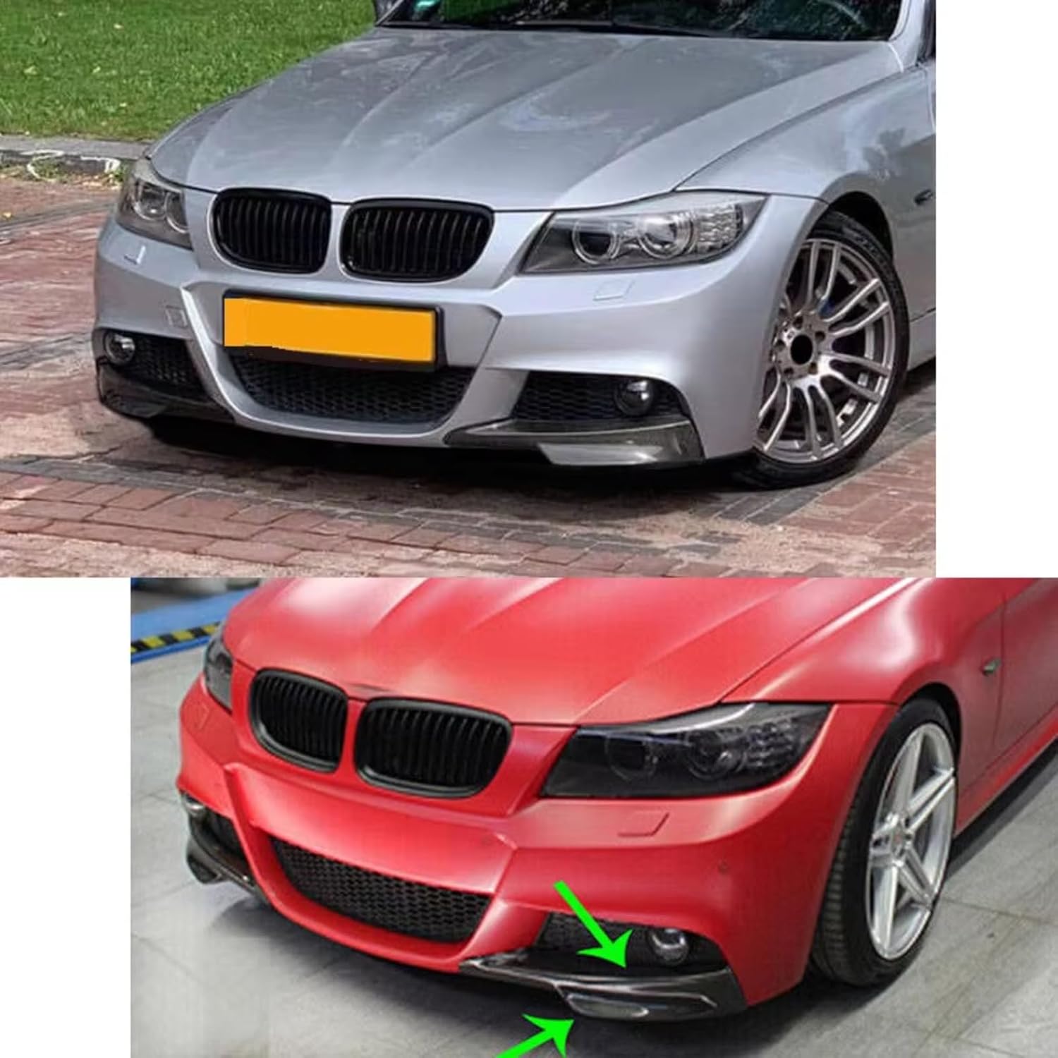 Car Side Spoiler Tail for 3 E90 E91 320I 330I M-Tech 2009 2010 2011 2012 Car Fog Lamp Cover Trim Front Canards Splitter Modification Accessories