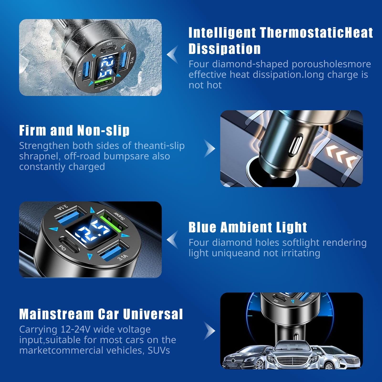 Transformateur 220v 12v/1A Allume Cigare AC/DC,Adaptateur Allume Cigare Secteur Avec Prise USB,Convient Pour Smartphones, Enregistreurs, Navigateurs, Lecteurs MP3, Appareils Photo