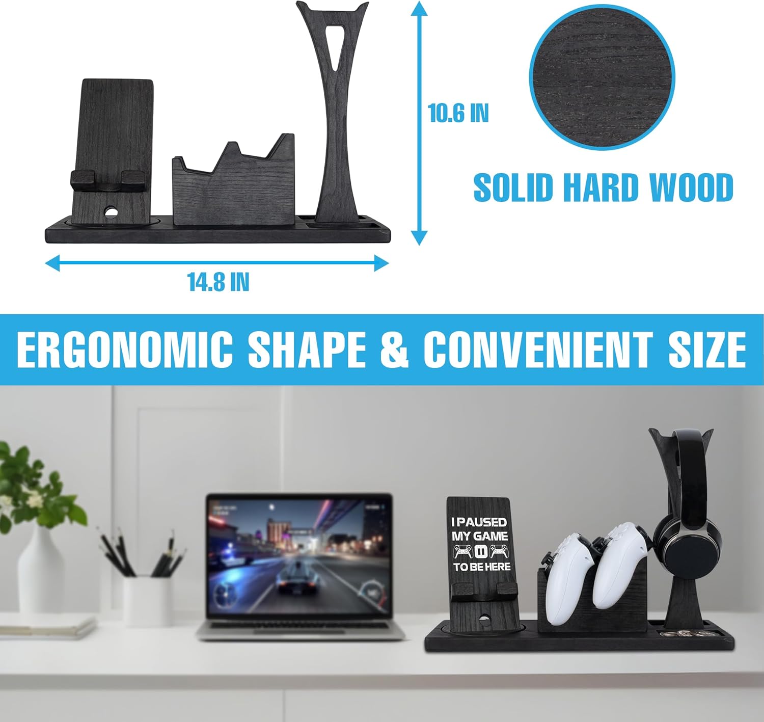 Gaming Accessories Organizer with Headphone Holder, Rotatable Phone Stand & Controller Stand - Unique Gamer Gifts Controllers Holders Gaming Equipment, Gifts for Gamers Controller Holder - Image 6