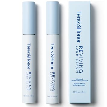 Terez & Honor REviving Lash Serum - Korean Vegan PDRN Lash Growth for Longer, Fuller, Healthier Lashes Peptide & Biotin Lash Conditioner for Root Strengthening Lash Serum - 2 Pack