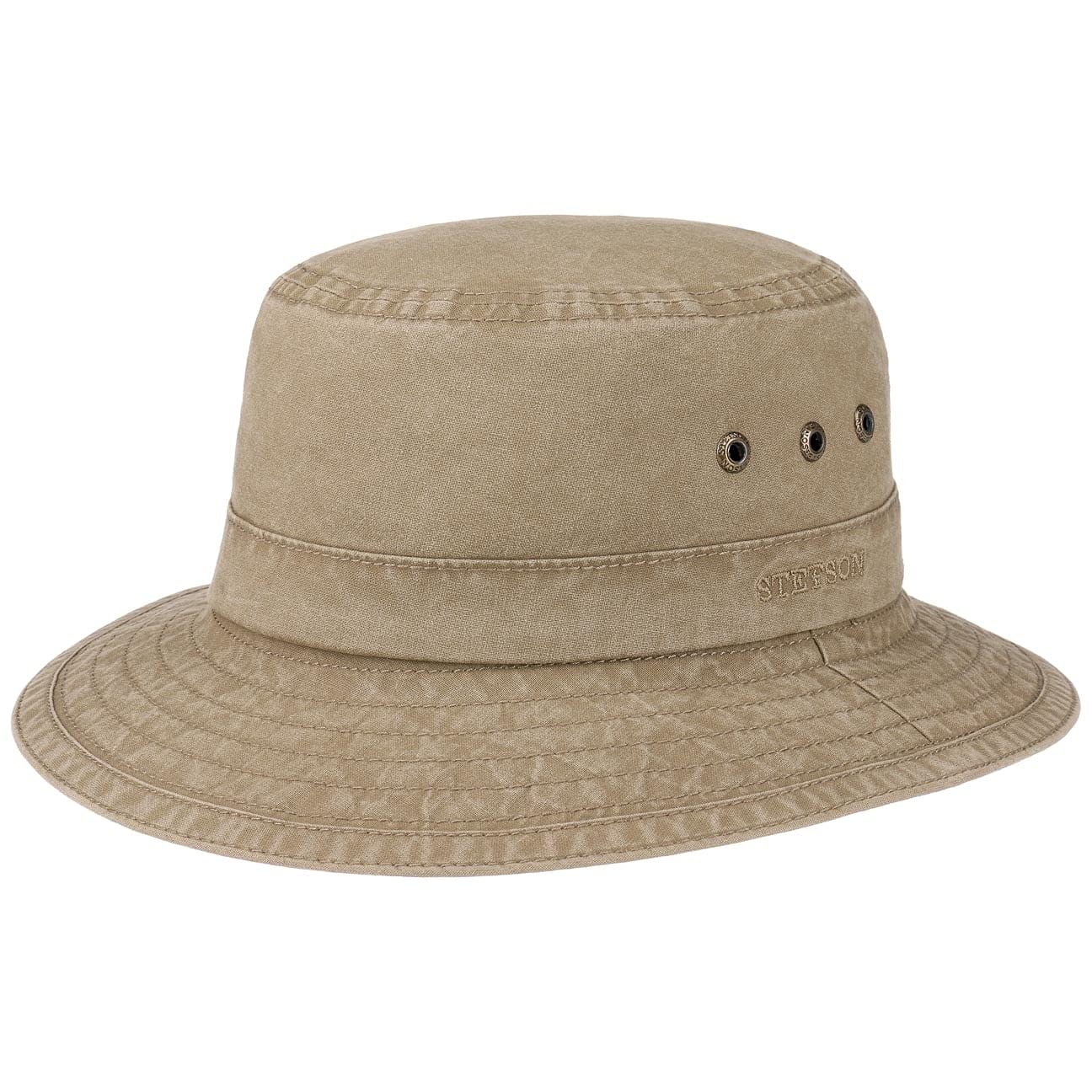 Stetson Reston Casual Hat Ladies Men Sustainable Organic Cotton Floppy Packable Fishing Hat UV Protection 40 Plus Spring Summer Brown