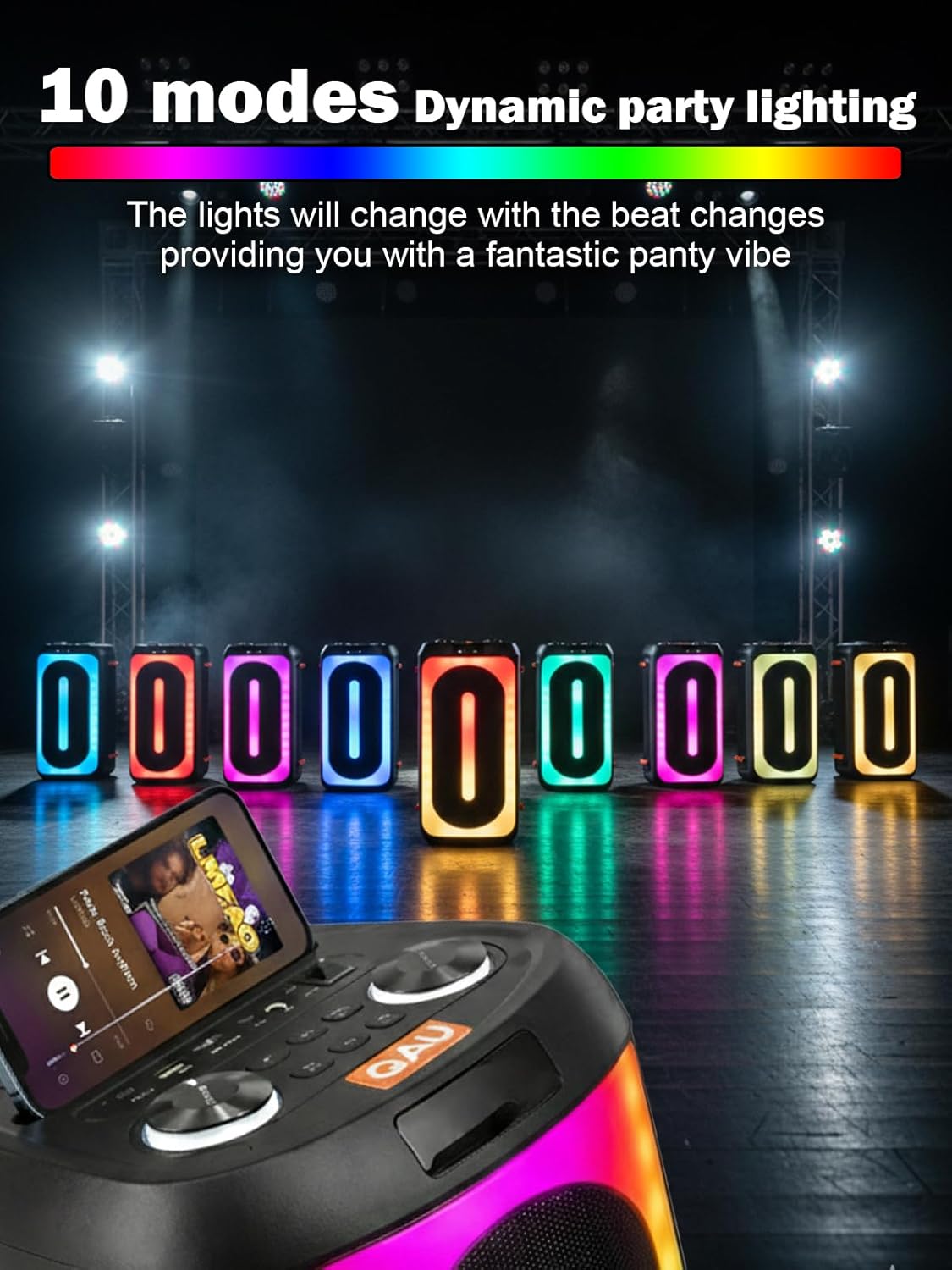 Karaoke Machine with 2 Wireless Microphones, 160W Peak Portable Bluetooth Speaker for Adults & Kids, 15Hr Playtime, Wireless PA System Speakers for Party, Beach, Camping (Black)