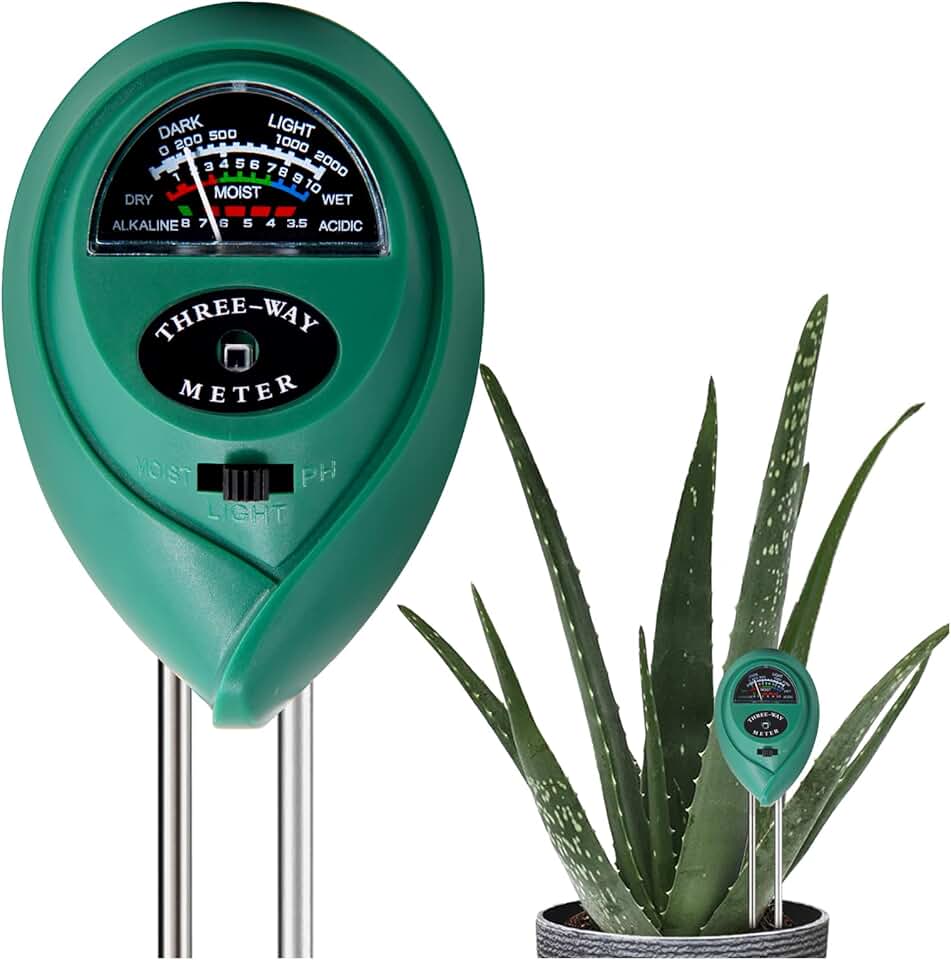 HSLGOVE Medidor de umidade do solo, medidor de pH do solo 3 em 1/Lihgt/medidor de umidade do solo para plantas domésticas, gramado interno e externo, flores, jardinagem, agricultura (não precisa de