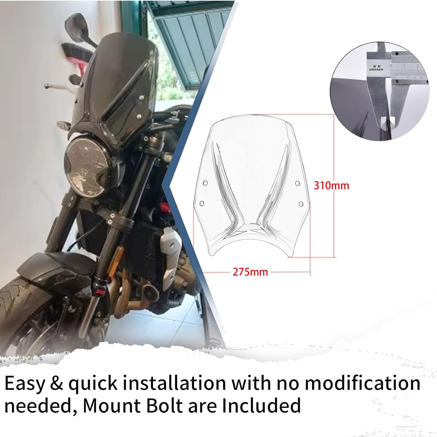 for TRI&UMPH Trident 660 2021-2024 Motorcycle Accessories Windshield Windscreen Wind Screen Deflector Protector Fairing Sports Visor Windshield Windscreen Protective Guard (Light Smoke)