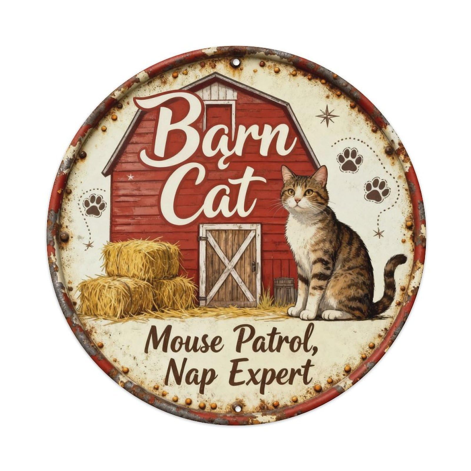 Barn Cat Farmhouse Country Decor Metal Tin Sign Plaque