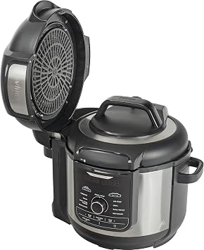 Ninja Foodi MAX, Air Fryer, 9-in-1 Multicooker, 7.5L, 9 Cooking Functions, Pressure Cooking, Air Frying, Slow Cooking, Grill and More Brushed Steel and Black, OP500EU
