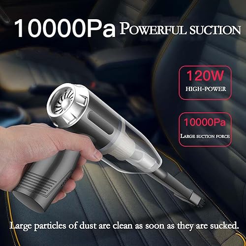 Miniatura 5 de La mini aspiradora de coche 3 en 1 tiene una súper succión de 10000 PA y 120 W de alta potencia. Aspiradora portátil de mano se puede utilizar para