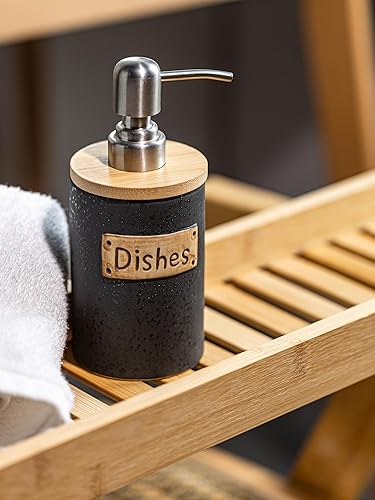 Miniatura 9 de Juego de dispensador de jabón de cocina, dispensador de jabón de manos y platos de cerámica para baño, incluye bandeja de secado instantáneo, embudo