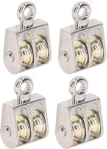 4 piezas de bloque de polea doble, bloque de polea de 220.5 lbs 220 libras con rodamiento de aleación de zinc grúa de elevación de polea