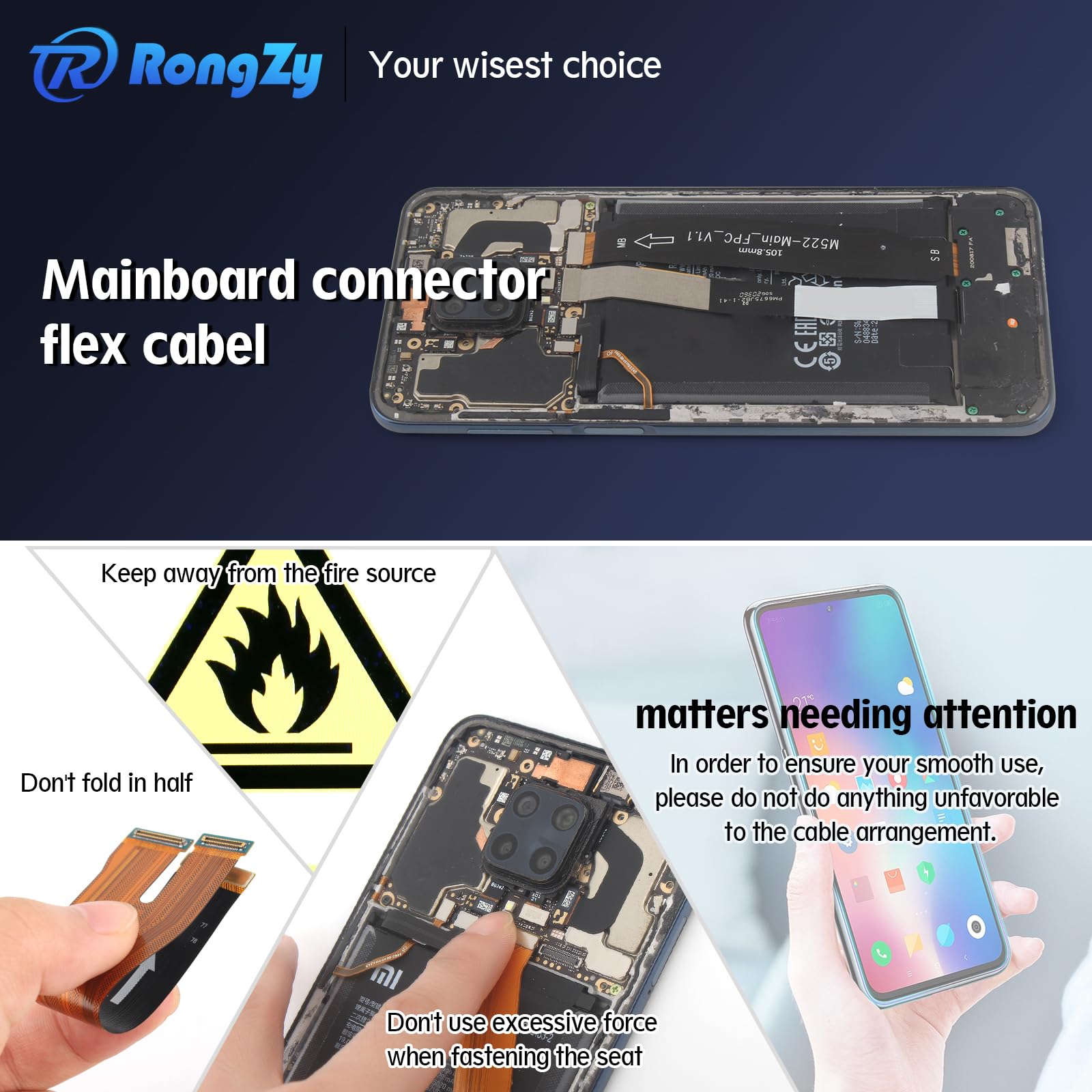 RongZy Flat Flex Cavo Scheda Madre per Samsung Galaxy A52 5G SM-A526 Ribbon Cable Connettore Ricambio per Collegamento Scheda Madre, con Strumenti