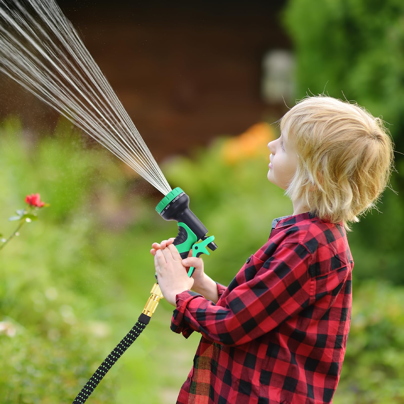 Flexibler Gartenschlauch 15m/50FT,knickfrei,Garden Hose Schlauch mit 10-Funktions-Spray,Strapazierfähiger 3 lagiger Latex Wasserschlauch 3/4 Zoll und 1/2 Zoll