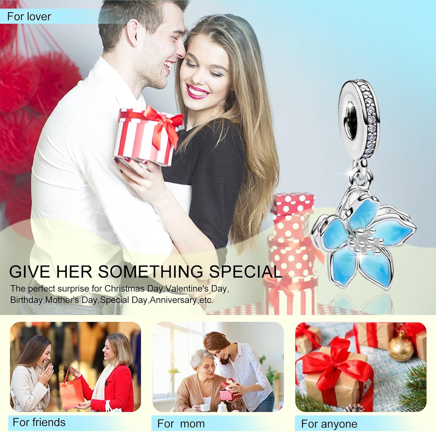 PARCOM Charms 925 Sterling Silver for Bracelets and Necklace Pendant Bead Charm Mother's Day Jewelry for Women Gold - Image 8