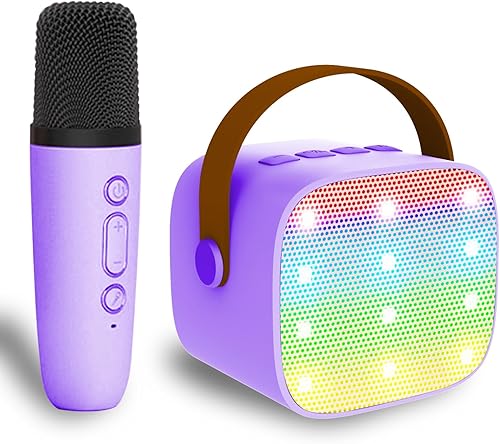 Mini máquina de karaoke para niños y adultos, juguetes para niños y niñas, regalos para niñas y niños, altavoz Bluetooth con 1 micrófono inalámbrico