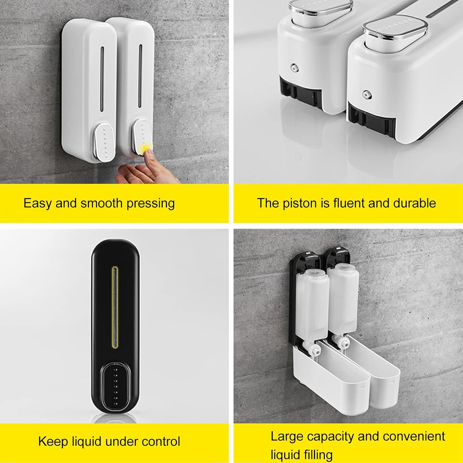 Luqeeg Dispenser Wall Mounted, Liquid or Gel Hand 300ml Dispenser, Manual Pump Dispenser for Bathroom Kitchen, ABS Plastic (White)