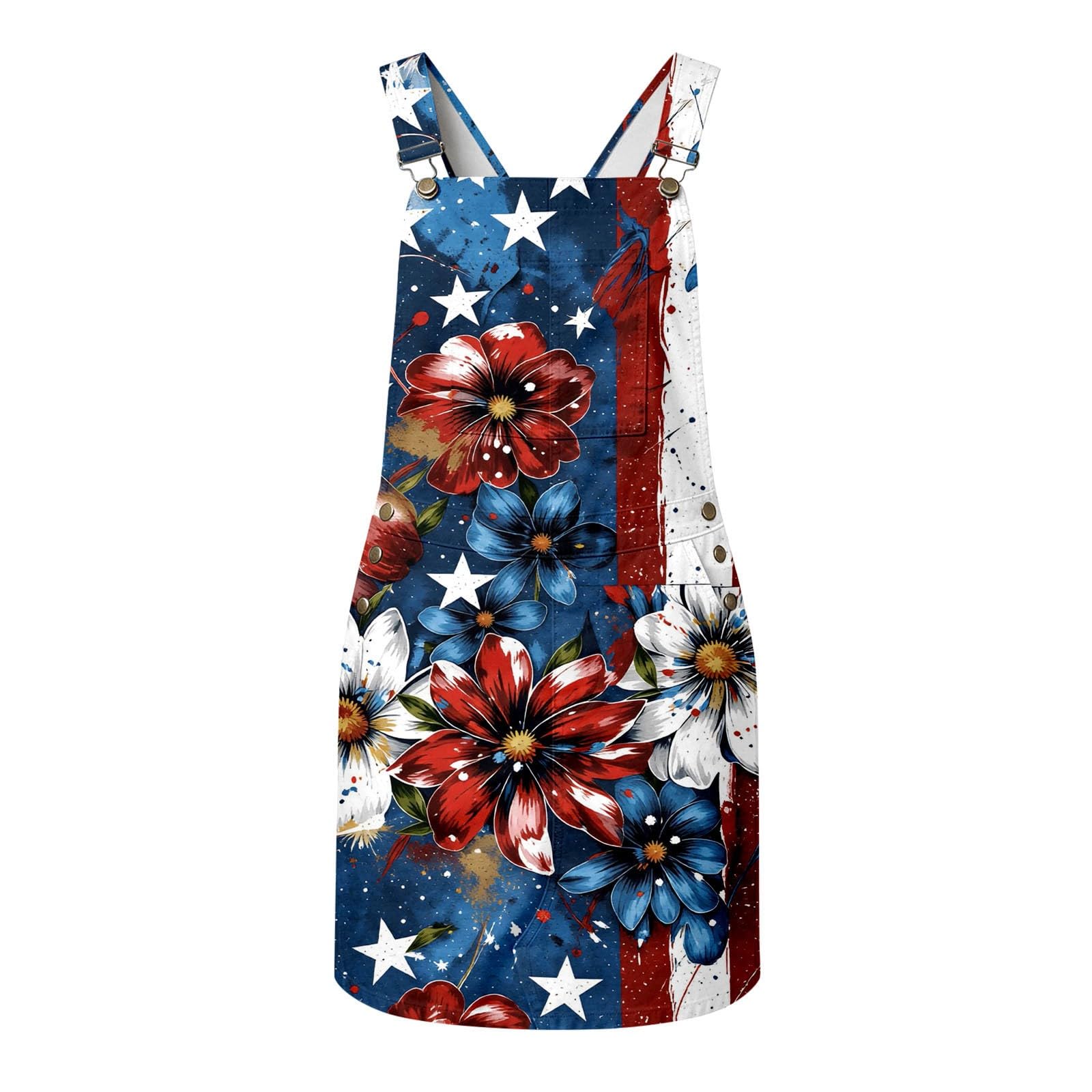 2026 Robuste Independence Day Jumpsuit pour Femme Tendance Estivale Décontractée sans Manches Imprimé Bretelles