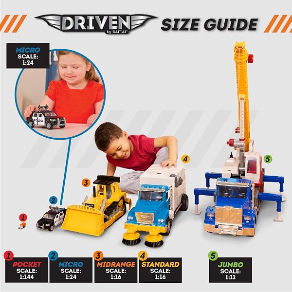 Driven by Battat - Camioncino giocattolo per bambini - Piccolo pick-up e ATV - Veicolo giocattolo con luci e suoni - Micro pick-up - 3