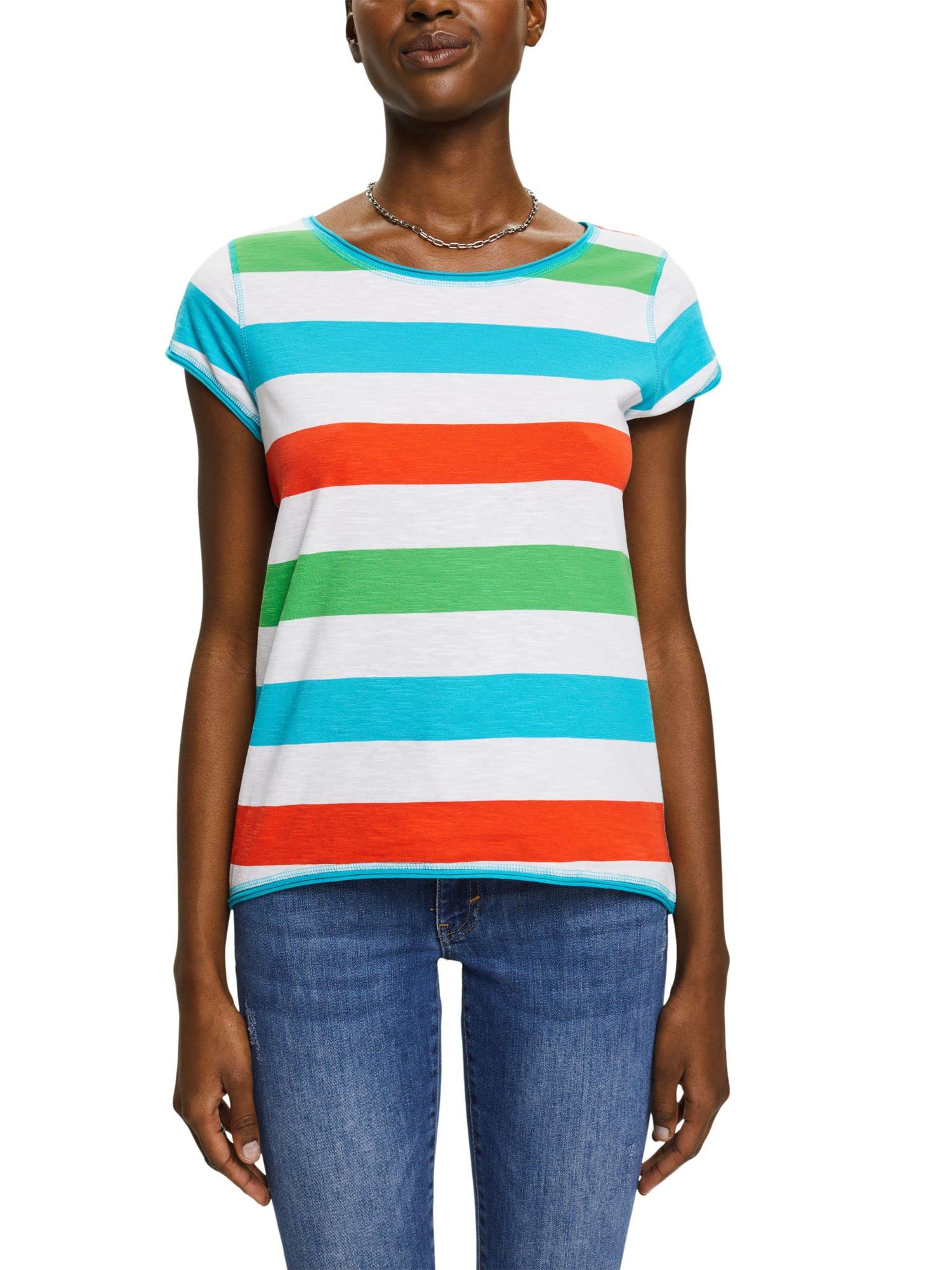ESPRIT Women's 993ee1k314 T-Shirt, 103/White 4, XXS
