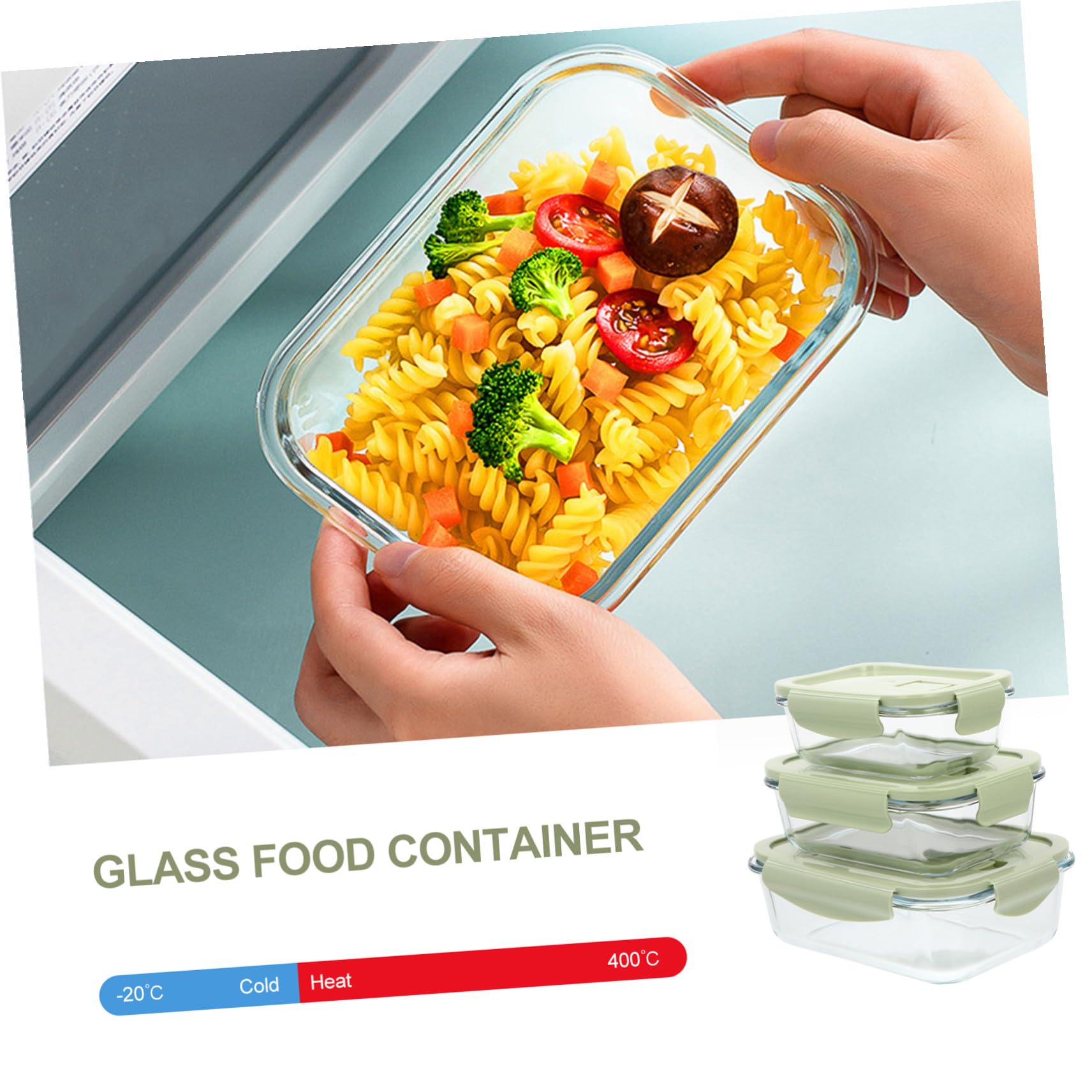 3 pièces Boîte Lunch Verre avec Compartiments Étanches Conteneurs Repas Résistants Chaleur Adaptés Bureau Voyage et Lave-vaisselle Boîtes Repas pour Conservation Fraîcheur