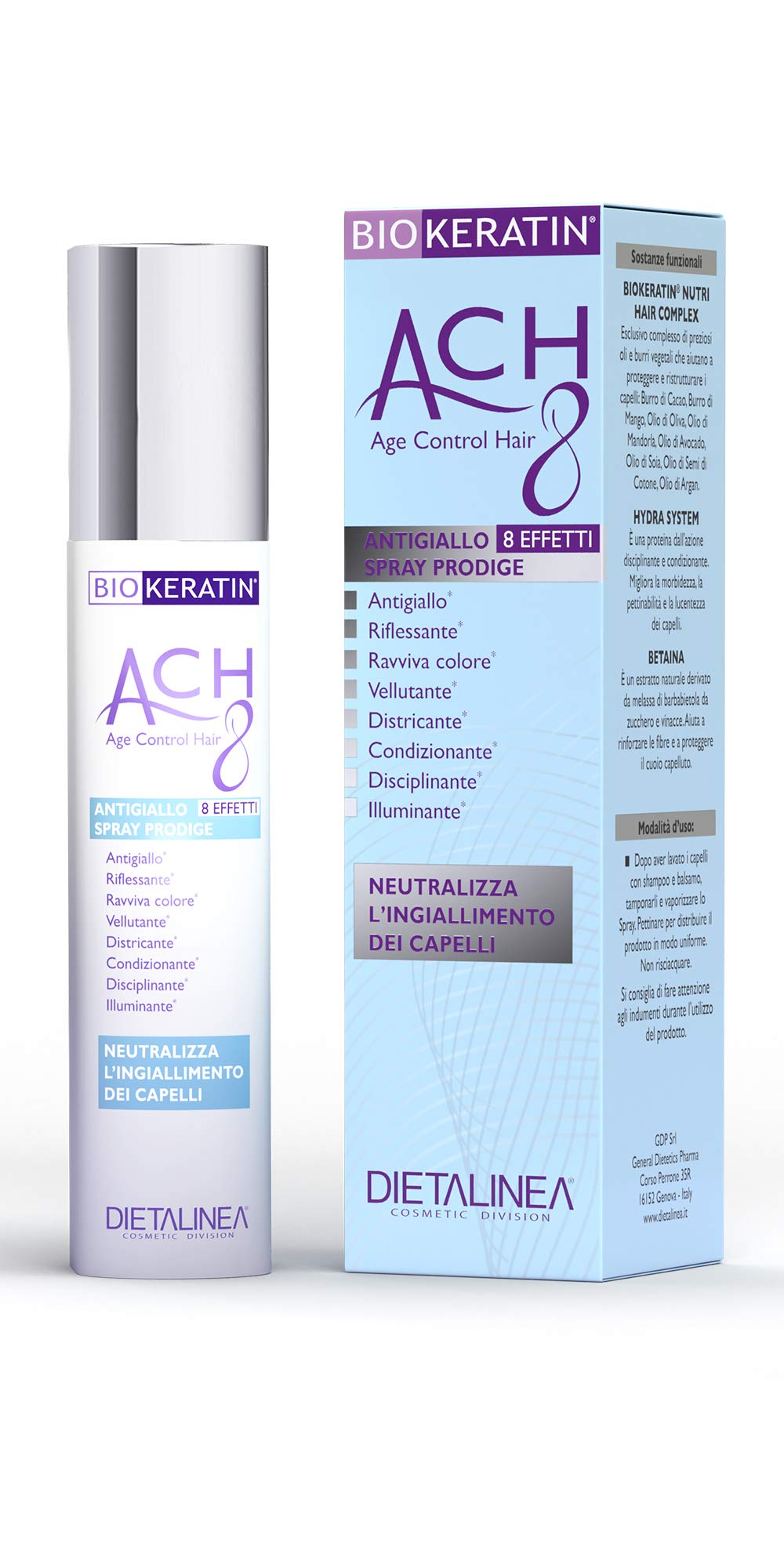 BiokeratinACH8 - Spray Prodige Antigiallo 8 Effetti, 100ml