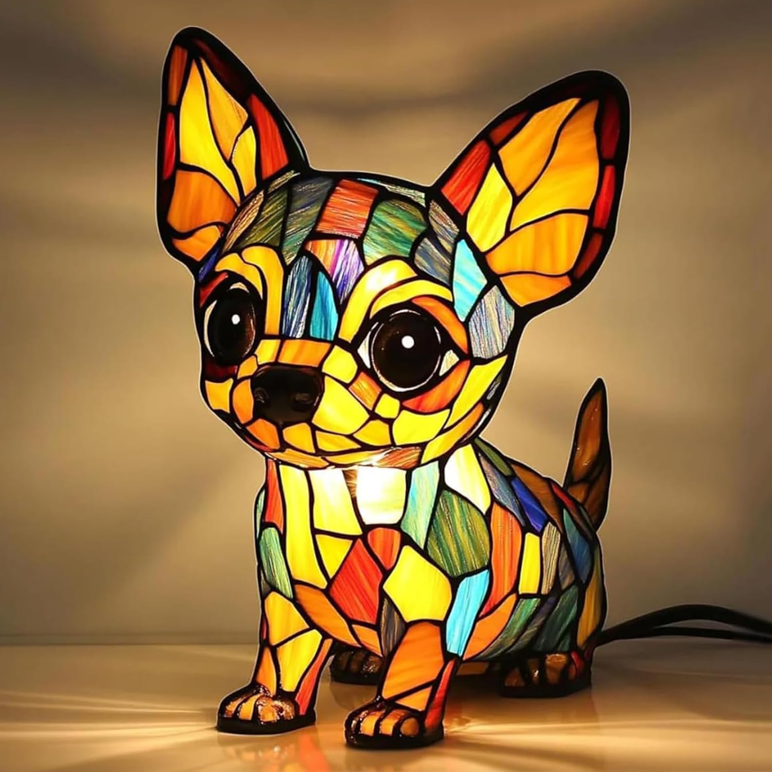 Fkystrix J Cat Lamp & Dog Lamps Night Lights Tabletop Lamp With Warm Ambient Glow - Stained Resin Vintage Bedroom/Office Animal Decor,