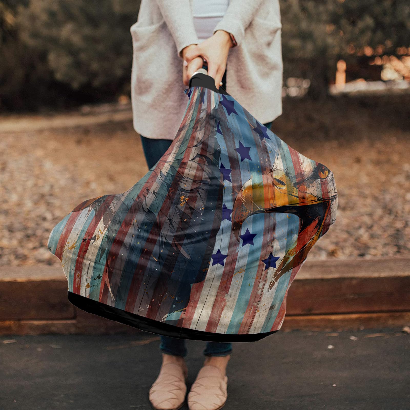 Nursing Cover for Breastfeeding Scarf, Animal Stars Woodgrain Stripes Feather Baby Car Covers Super Soft Multi Use for Canopy Shopping Cart Cover Blanket Stroller Cover
